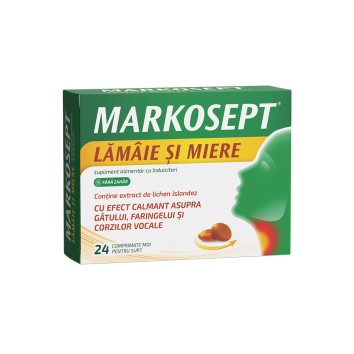 MARKOSEPT LĂM&Acirc;IE ȘI MIERE 2 bls. x 12 cpr. moi pentru supt