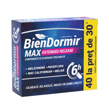 BIEN DORMIR MAX EXTENDED RELEASE 4 bls x 10 cpr elib. prel.