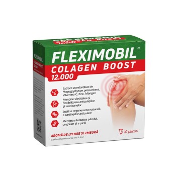 FLEXIMOBIL COLAGEN BOOST 12000 aromă lychee și zmeură 10pl