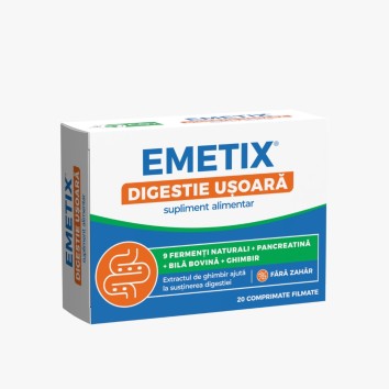 EMETIX DIGESTIE UȘOARĂ 2 bls. x 10 cpr. film. gastrorezistente