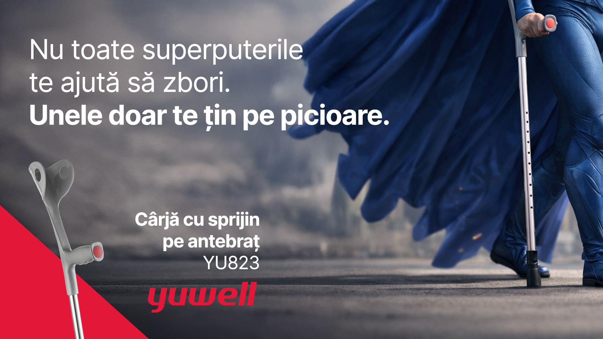 Cârja cu sprijin pe antebraț în recuperarea mersului